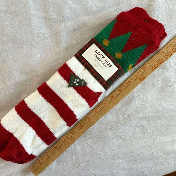 Sock Hub Christmas Collection Holiday Striped Slipper Socks Mens Sock Size 10-13 - Picture 8 of 8